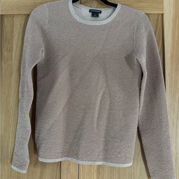 Club Monaco Brown Crew Neck Sweater with Ribbed Detailing - Picture 1 of 2